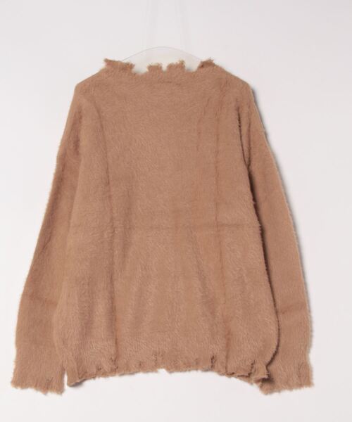 ニット セーター 「HOOK」for　girls　チェック柄リボン付きダメージニット レディース ニット セーター 「HOOK」for girls チェック柄リボン付き