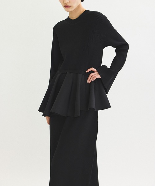 yossyさまアダムエロペ　ペプラムコンビニットワンピース　ブラック　新品 ADAM ET ROPE'（アダムエロペ） ワンピース 「再入荷