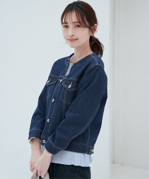 IENAノーカラーGジャン ikka デニムジャケット gジャン 「雑誌InRed4月号掲載