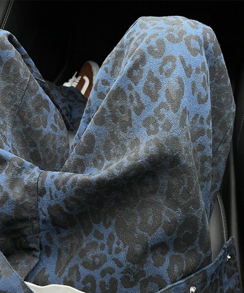 B.R.U ジーンズ レオパード アニマル柄ストレートデニムパンツ メンズ