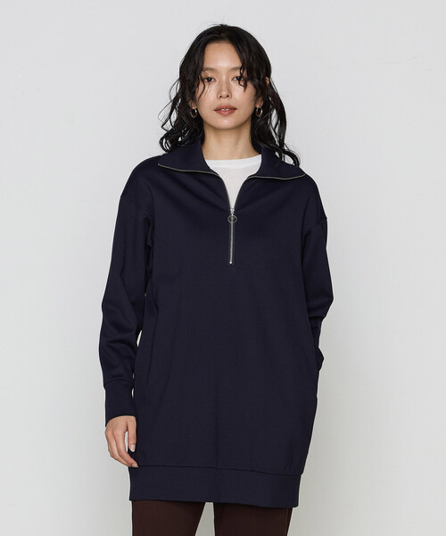 トレーナー スウェット レーヨンストレッチポンチ ハーフジップチュニック レディース COMME CA トレーナー スウェット レーヨンストレッチポンチ