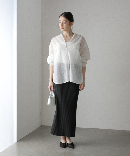 ブラウス シャツ 「洗える」レースボンディングシアーシャツ レディース La TOTALITE ブラウス シャツ 「洗える」レースボンディング