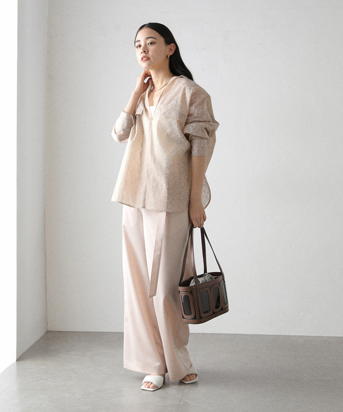 ブラウス シャツ 「洗える」レースボンディングシアーシャツ レディース La TOTALITE ブラウス シャツ 「洗える」レースボンディング