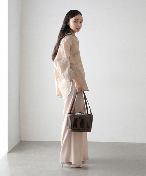 ブラウス シャツ 「洗える」レースボンディングシアーシャツ レディース La TOTALITE ブラウス シャツ 「洗える」レースボンディング