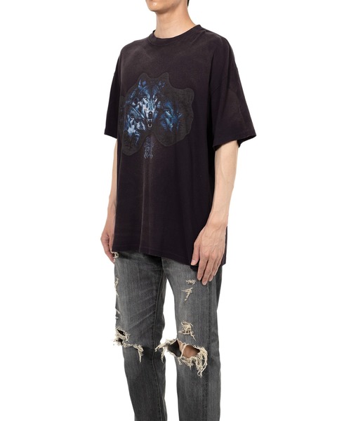 KAMIYA tシャツ “KMY-WOLF” Distressed T-shirt メンズ