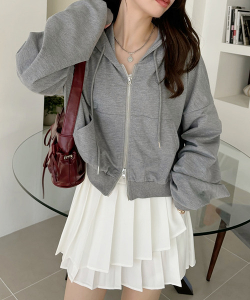 Ada. パーカー クロップド ジップアップ パーカー レディース