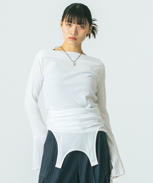 その他トップス (CREOLME)LAYERED TOPS CLANE クラネ クロッシェ ショート ニット トップス CROCHET