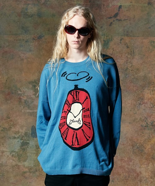 「glamb」 長袖ニット M ブルー メンズ