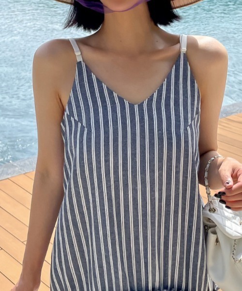 deux amour ワンピース ストライプティアードキャミワンピース