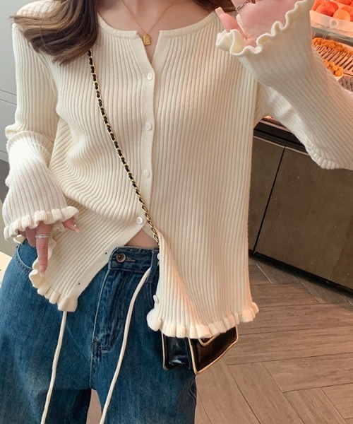 「deux amour」 ニットカーディガン FREE(9) アイボリー レディース_画像3