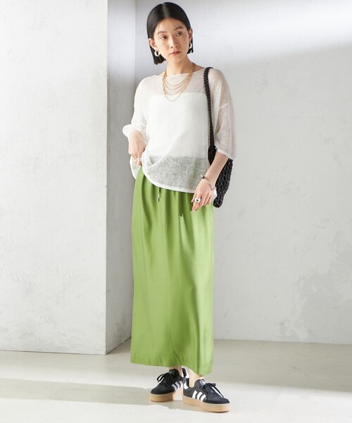 SHIPS（シップス） スカート 「手洗い可能」キュプラ混 ツイル