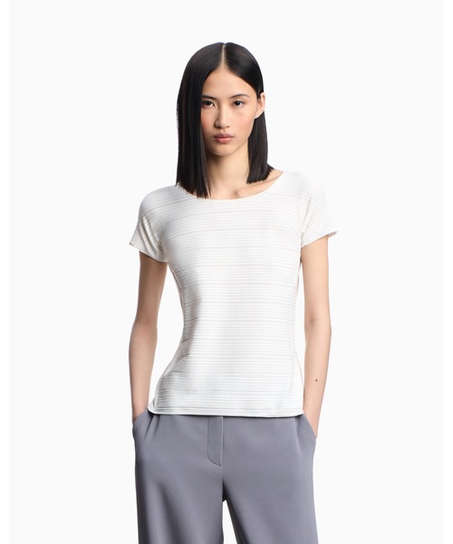 tシャツ 「エンポリオ アルマーニ」Tシャツ ストレッチナイロンジャージー ジャカードモチーフ レディース EMPORIO ARMANI tシャツ 「エンポリオ アルマーニ」Tシャツ