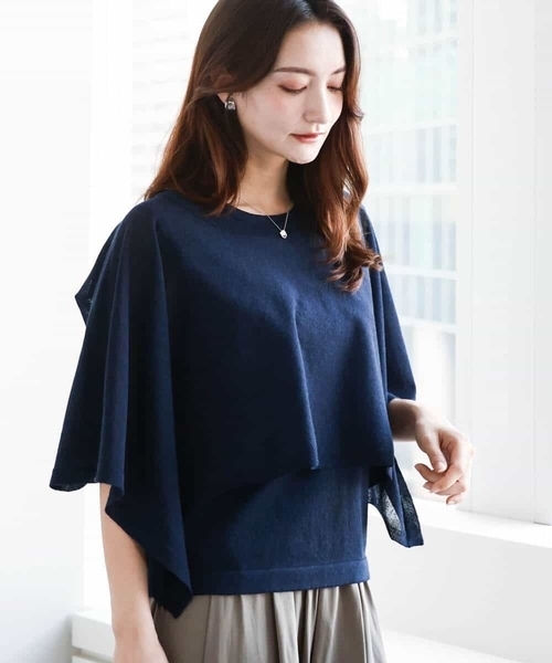 MK MICHEL  / エムケーミッシェルクラン ケープ×ノースリーブニット ツインセット/接触冷感/洗える MK MICHEL KLEIN ニット セーター ケープ×ノースリーブニット
