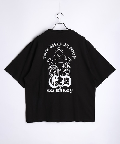 Ed Hardy（エド・ハーディー） tシャツ バックプリント クロス刺繍