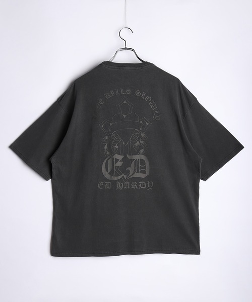 Ed Hardy（エド・ハーディー） tシャツ バックプリント クロス刺繍