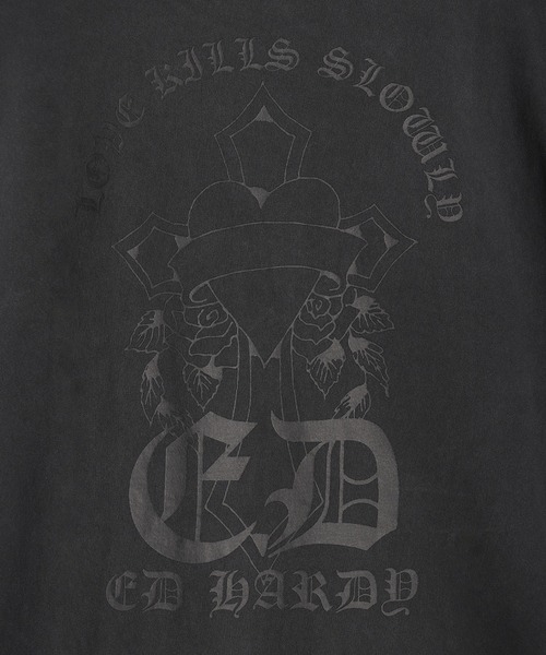 Ed Hardy（エド・ハーディー） tシャツ バックプリント クロス刺繍