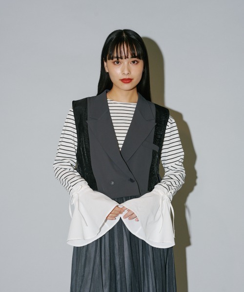 myine  ジレ　ベスト ベスト ロングベスト ミッドレングス 無地 (ベスト・ジレ