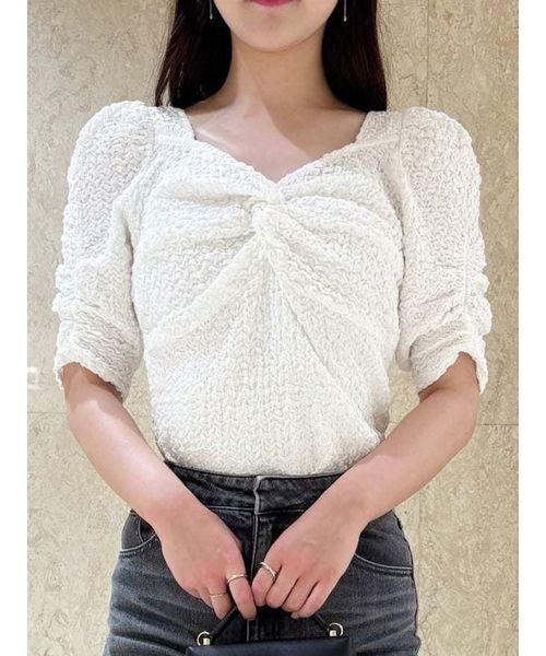 tシャツ ツイストデザインシュリンクカットプルオーバー レディース