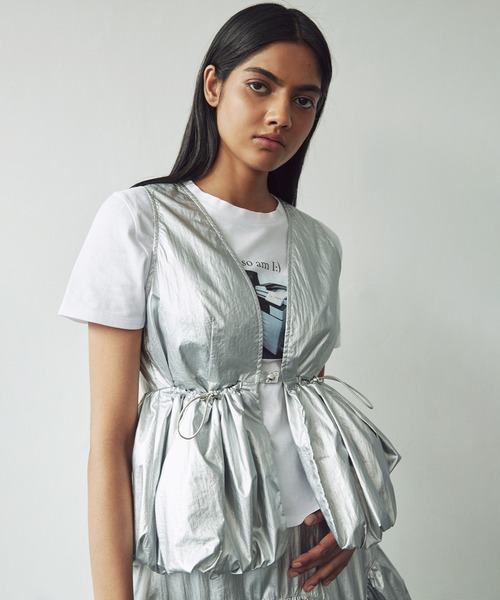 ベスト ジレ lic Taffta Balloon Short Vest レディース