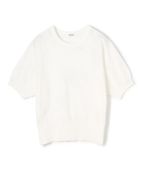 ニット セーター ボタニカルメッシュ ハーフスリーブプルオーバー レディース