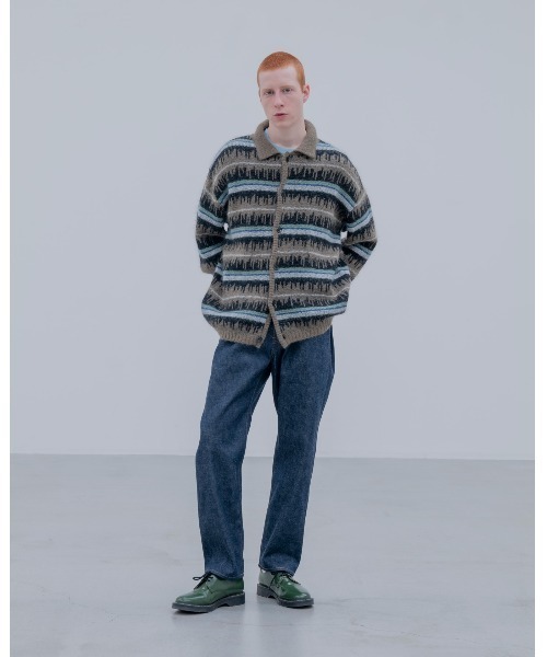 カーディガン MOHAIR BORDER KNIT BLOUSON メンズ レディースの画像