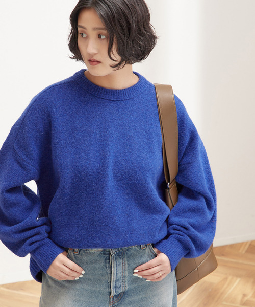 【タグ付き未使用】SOFTHYPHEN クルーネックウールニット ブルー L journal standard L'essage（ジャーナルスタンダード レサージュ