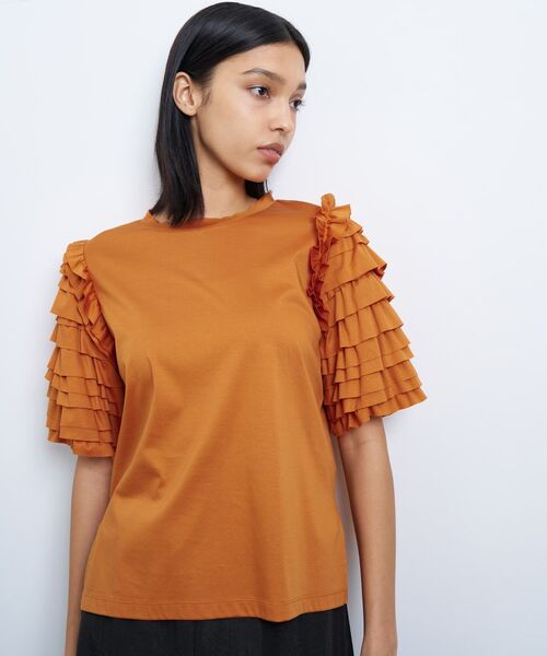 tシャツ フリルスリーブカットソー レディース