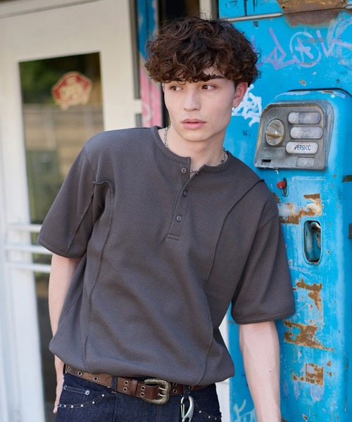 kutir（クティール） ヘンリーネック tシャツ CONTRAST HENLEY NECK