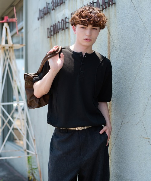 kutir（クティール） tシャツ CONTRAST HENLEY NECK THERMAL TEE