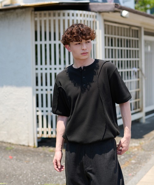 kutir（クティール） tシャツ CONTRAST HENLEY NECK THERMAL TEE