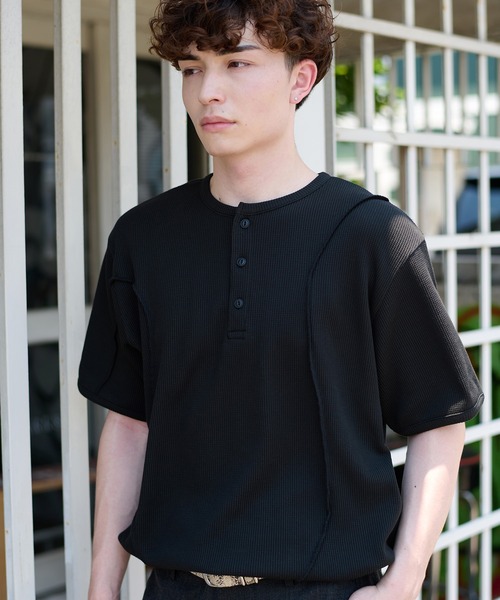 kutir（クティール） ヘンリーネック tシャツ CONTRAST HENLEY NECK
