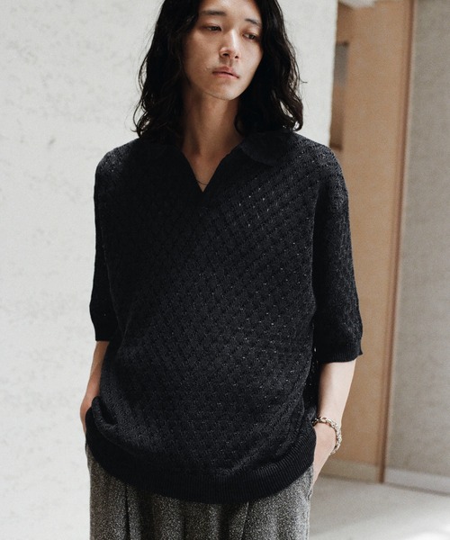 WYM LIDNM ポロシャツ JACQUARD MESH H/S KNIT POLO メンズ レディース