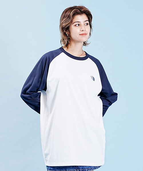THE NORTH FACE 「THE FACE」 長袖カットソー S ホワイト×レッド