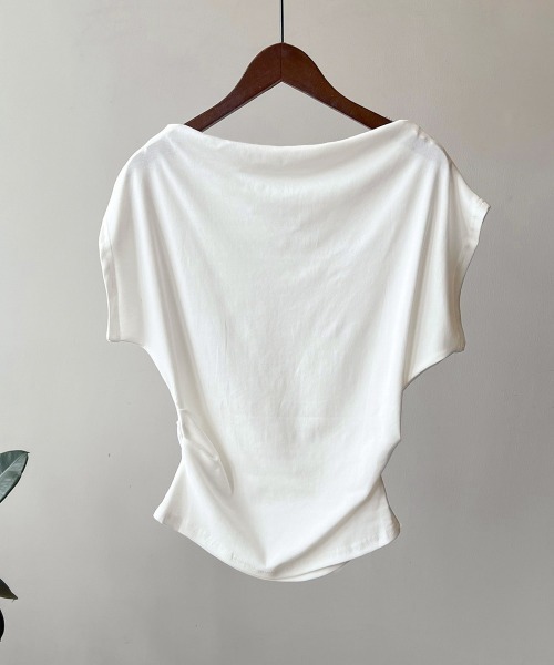 miniministore tシャツ ワンショルダーカットソーギャザーT