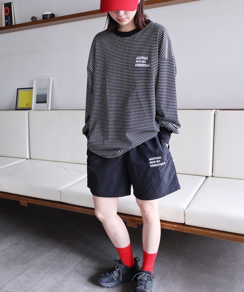 「ANME」 長袖カットソー M ブラック×ホワイト レディース