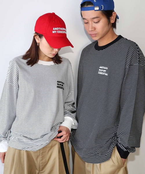 「ANME」 長袖カットソー M ブラック×ホワイト レディース
