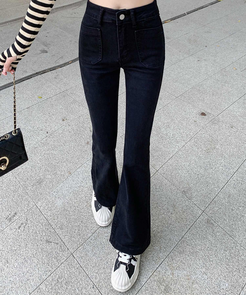「DAY CLOSET」 ブーツカットデニムパンツ L ブラック レディース