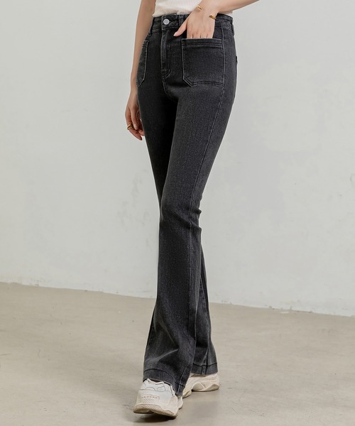 「DAY CLOSET」 ブーツカットデニムパンツ L ブラック レディース