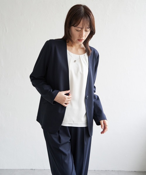 IKKA LOUNGE ジャケット ノーカラージャケット 「セットアップ対応