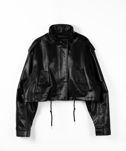 「me+em select」 レザーブルゾン FREE ブラウン レディース_画像2