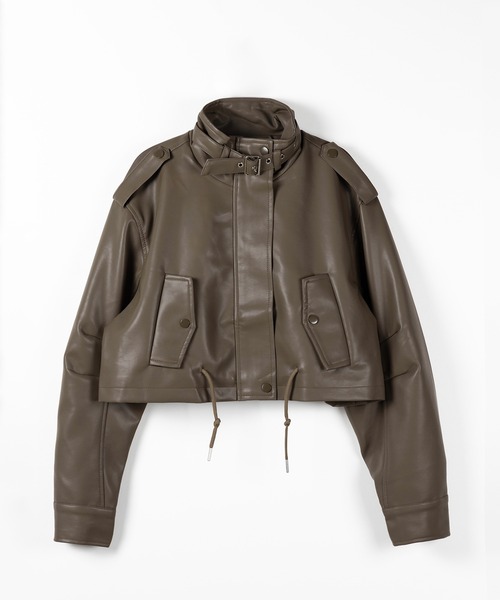 「me+em select」 レザーブルゾン FREE ブラウン レディース_画像3
