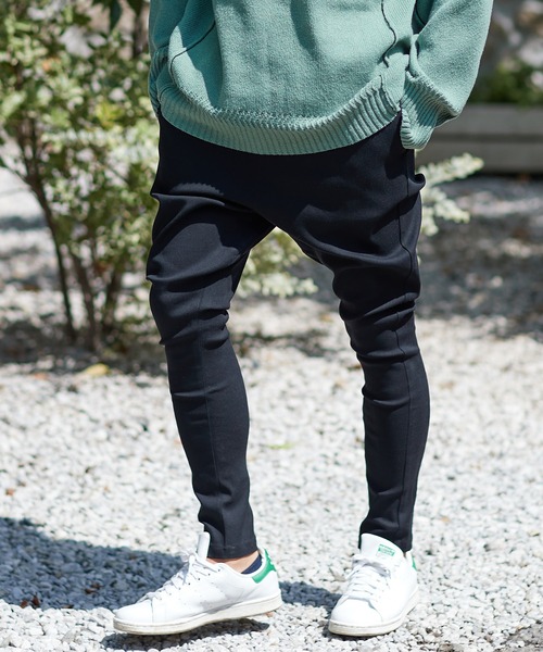 CAMBIO カンビオ スキニーブラック ハイストレッチ サルエルデニムパンツ