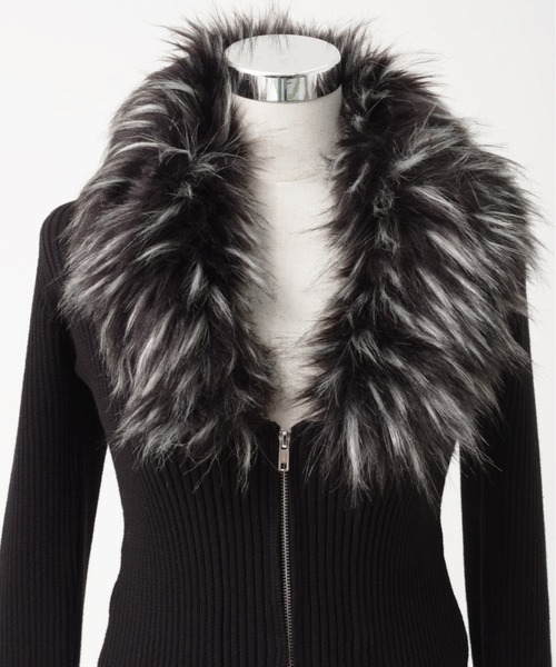 エポカ　レッキスファー付きカーディガン REFLEM（レフレム） カーディガン 「REFLEM/レフレム」ファー付きZIP