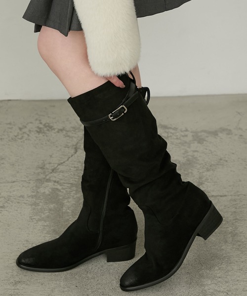 Cherir Mignon ブーツ 「Cherir Mignon」ベルトデザインギャザーロング