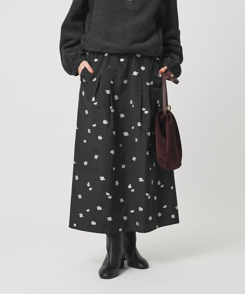 22ssꕥグッチジャージー ジャガード エンボス GG柄 スカート S ブラック BEAUTY＆YOUTH UNITED ARROWS スカート フラワージャガード スカート