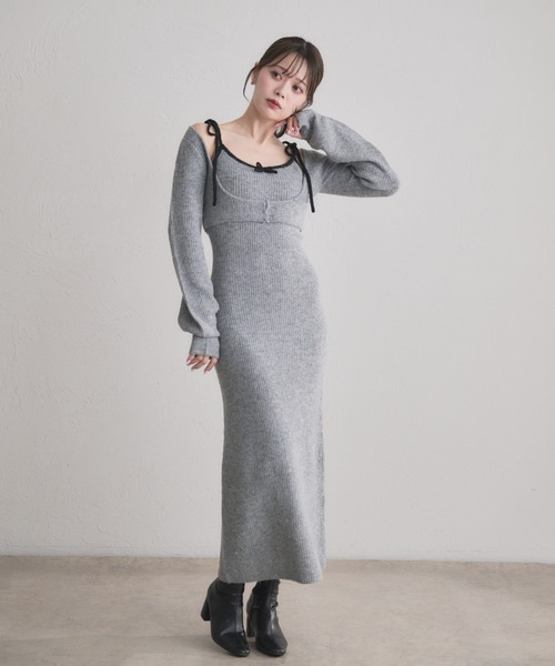 fupel バイカラーアンサンブルニットロングワンピース fupel ワンピース bicolor ensemble knit long onepiece / バイカラー
