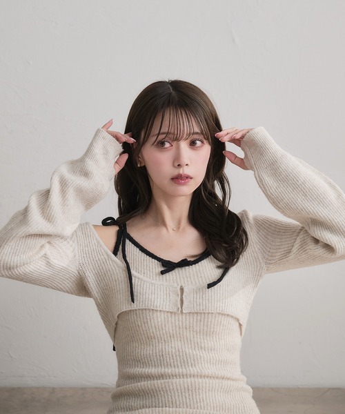fupel ワンピース bicolor ensemble knit long onepiece / バイカラー