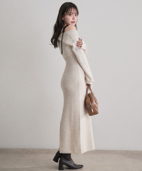 fupel ワンピース bicolor ensemble knit long onepiece / バイカラー