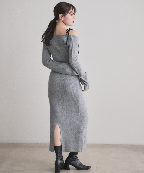 fupel ワンピース bicolor ensemble knit long onepiece / バイカラー