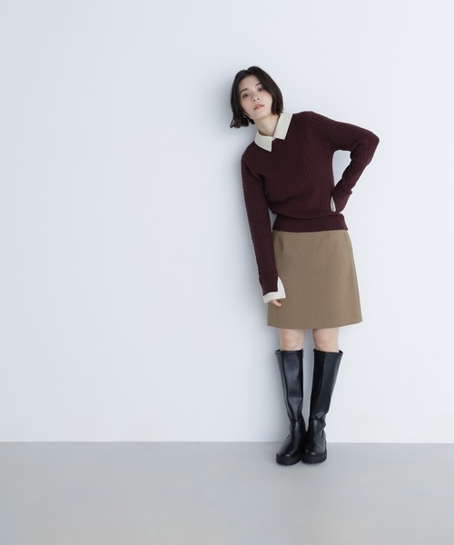 NATURAL BEAUTY BASIC ニット セーター シャツカラードッキング